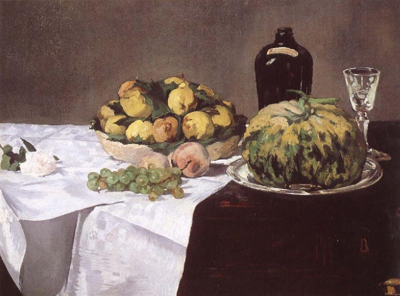 Edouard Manet Stilleben with melon and peaches